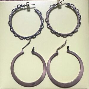 Two pairs of Garnet Hill silver earrings